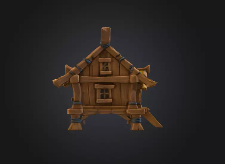 Rustic Cabin Model Low-poly 3D model_3