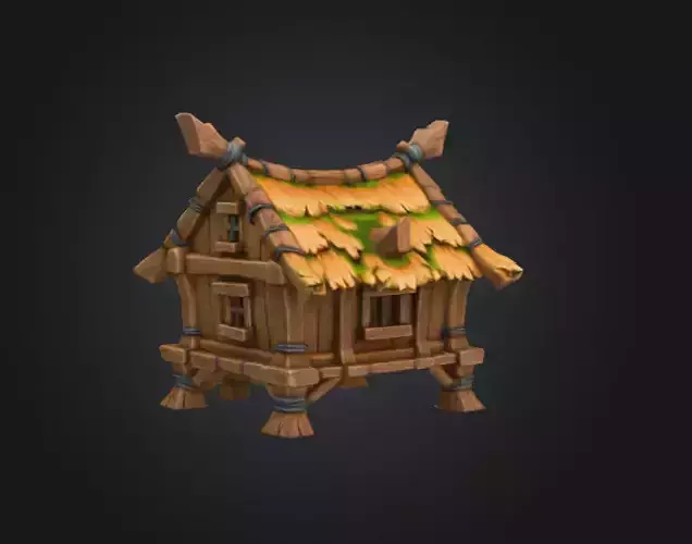 Rustic Cabin Model Low-poly 3D model 5