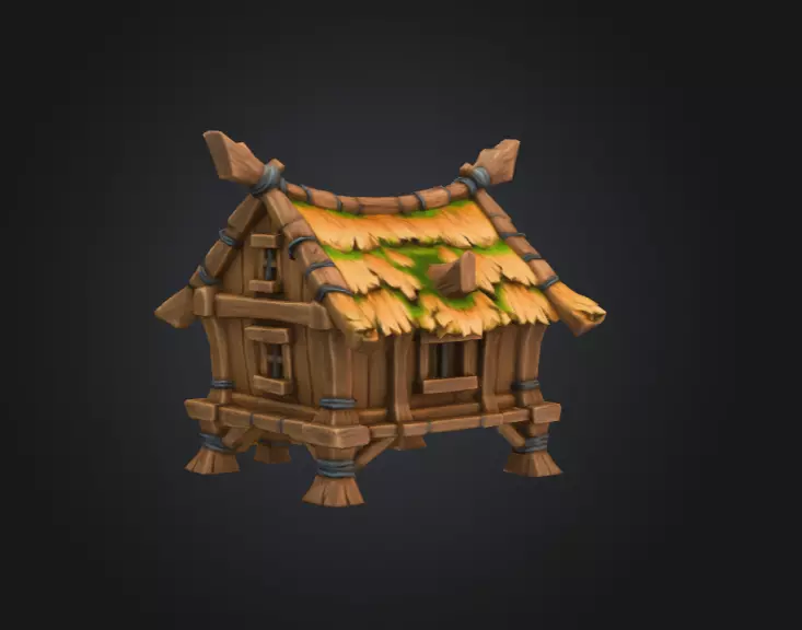 Rustic Cabin Model Low-poly 3D model_4