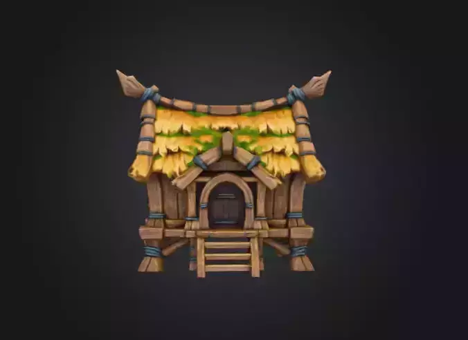 Rustic Cabin Model Low-poly 3D model 3