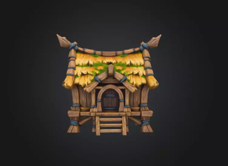 Rustic Cabin Model Low-poly 3D model_2