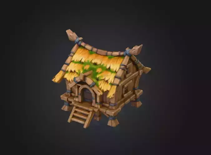 Rustic Cabin Model Low-poly 3D model 2