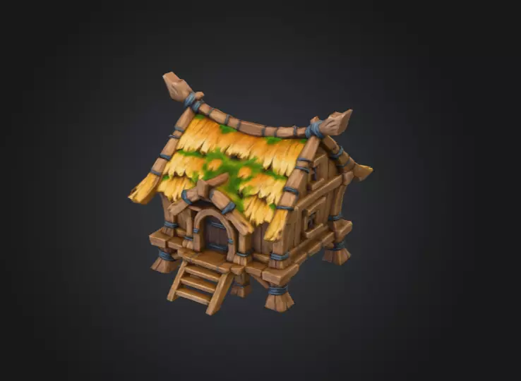 Rustic Cabin Model Low-poly 3D model_1