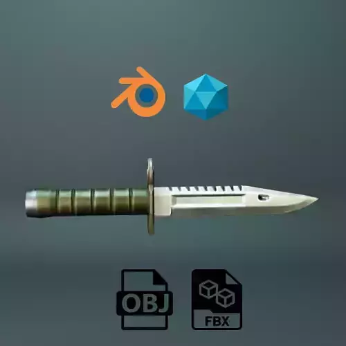 Low Poly M9 Bayonet Knife   Game Ready 3D Model