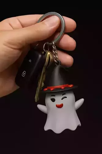 Cute Halloween Charm  Printable Cartoon Ghost Keychain Model  