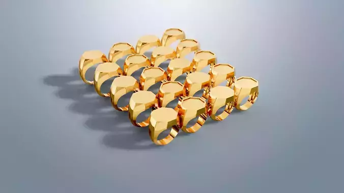 Octagonal Signet Ring Set