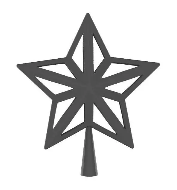 Geometric Star Christmas Tree Topper STL File  3D Printable 3D print model_3