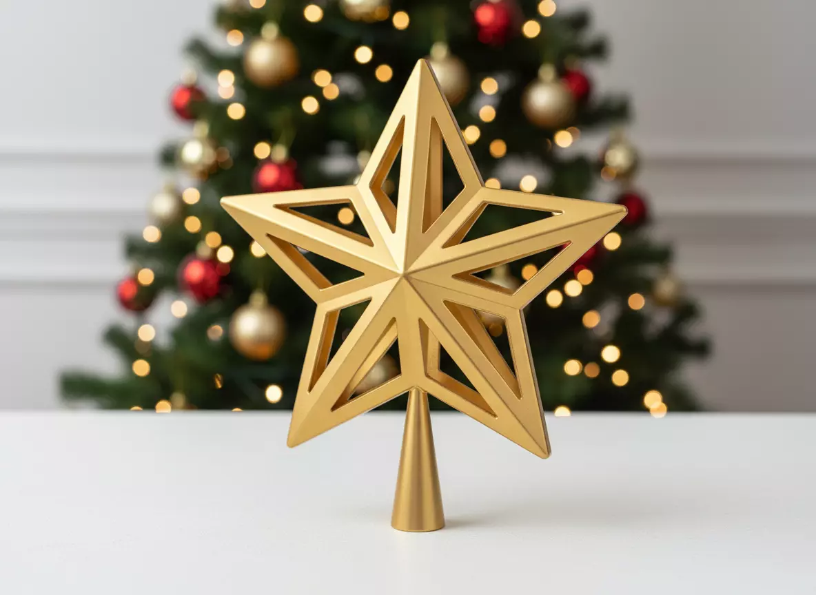 Geometric Star Christmas Tree Topper STL File  3D Printable 3D print model_0