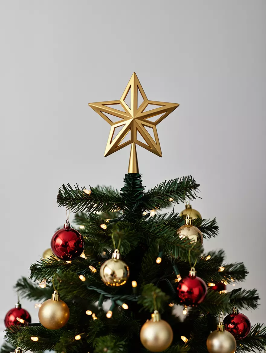 Geometric Star Christmas Tree Topper STL File  3D Printable 3D print model_1