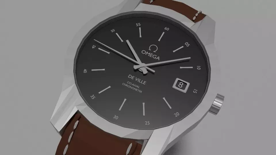 Branded Watch Low-poly 3D model_0
