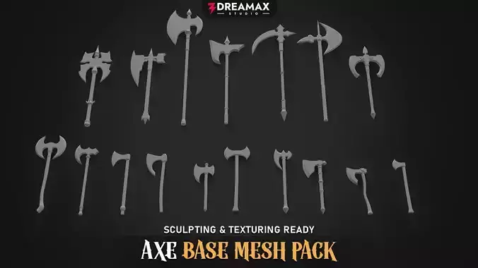 Axe Base Mesh Pack Vol 01 - Ready for Sculpting  Texturing