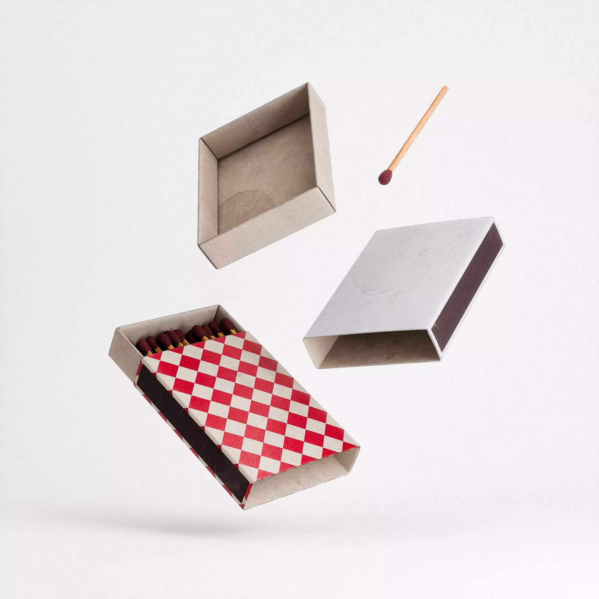 Matches Set Low-poly 3D model_1