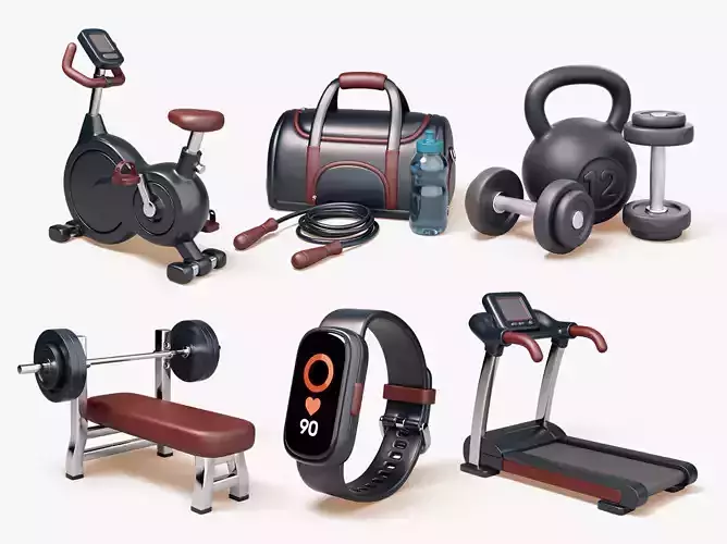 Gym Equipment Pack 3D Model Collection