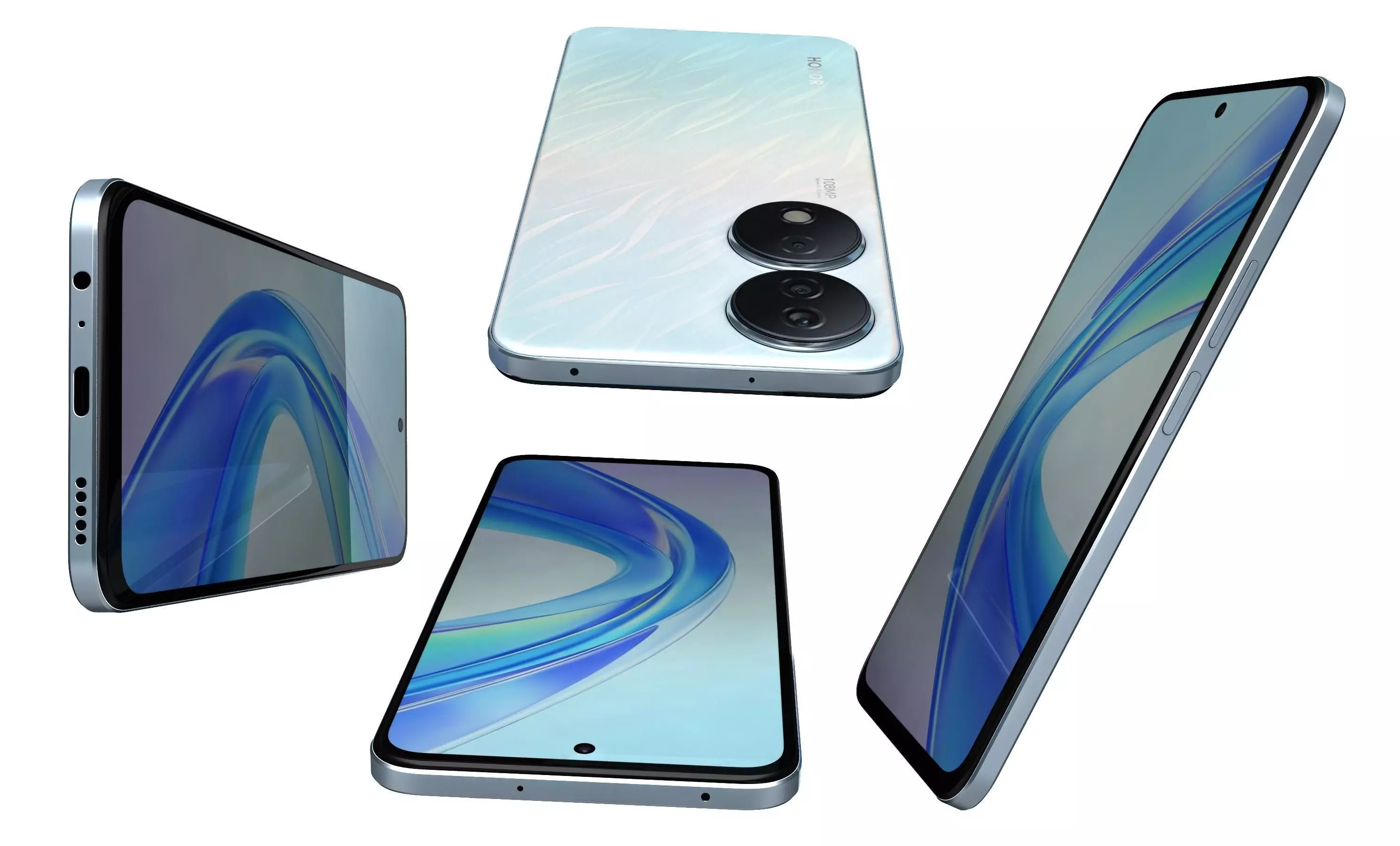 Honor X7b Blue High Poly 3D model_7