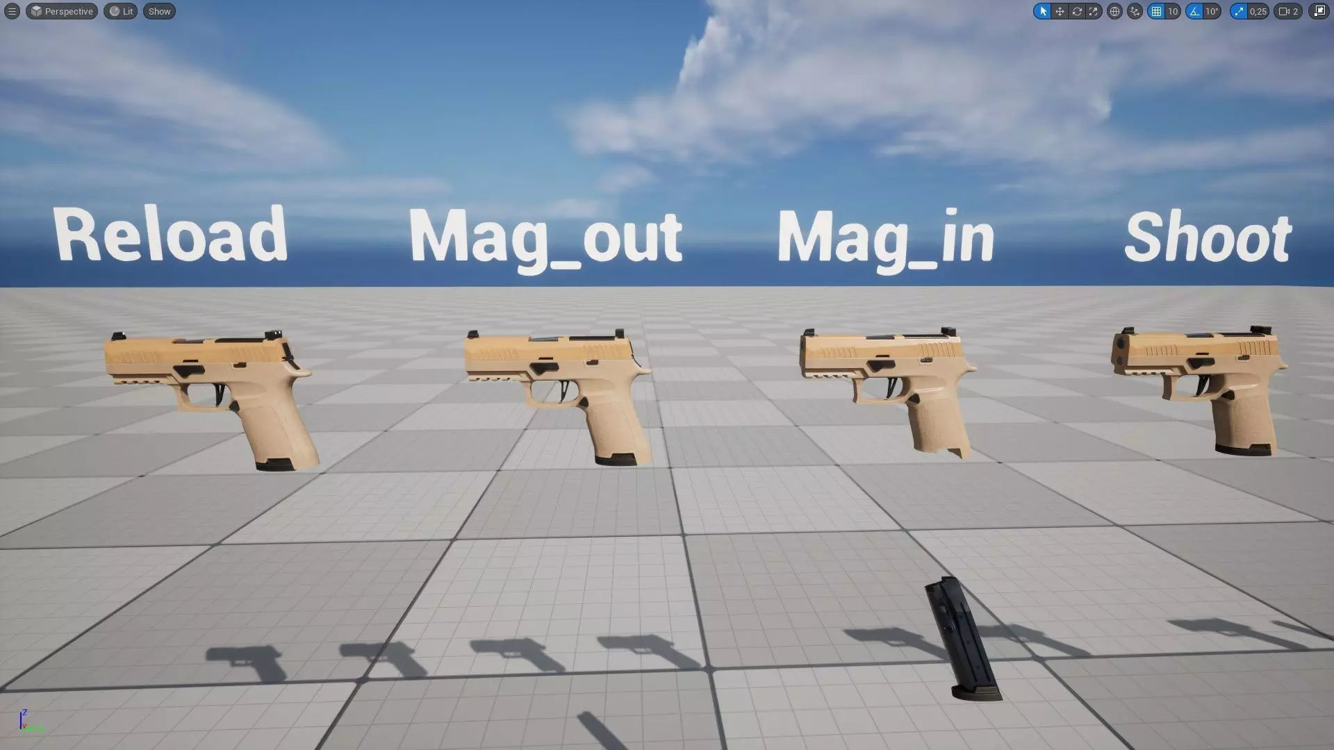 Compact Pistol Low-poly 3D model_9