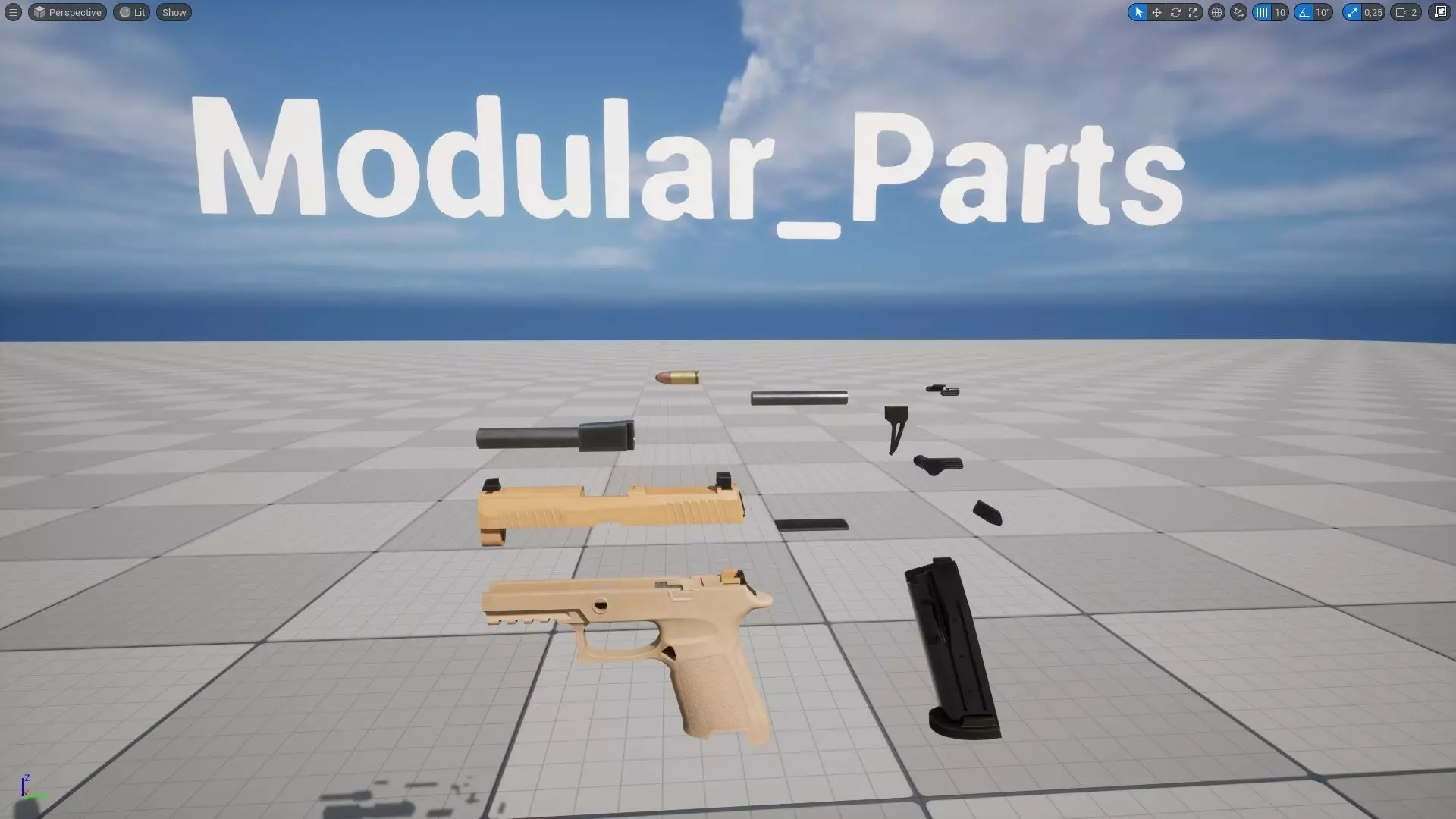 Compact Pistol Low-poly 3D model_12