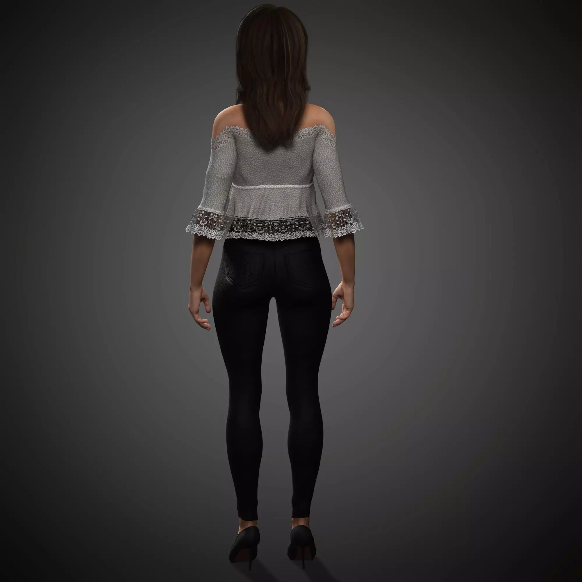 Fashionable Female Character Low-poly 3D model_12