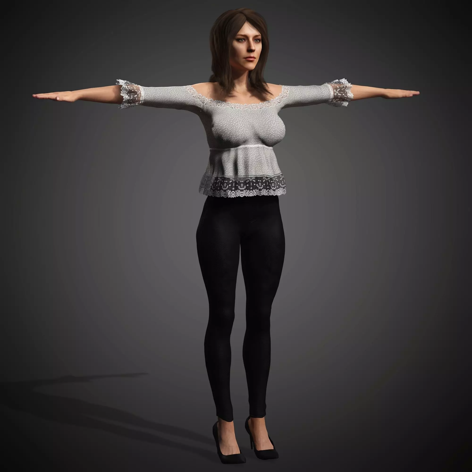 Fashionable Female Character Low-poly 3D model_6