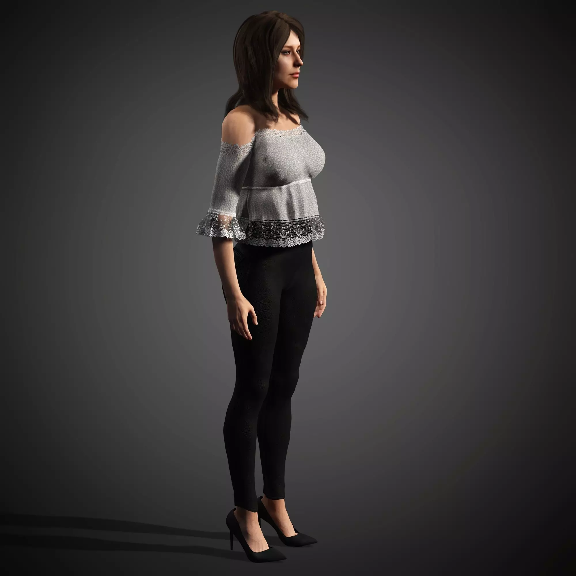 Fashionable Female Character Low-poly 3D model_13