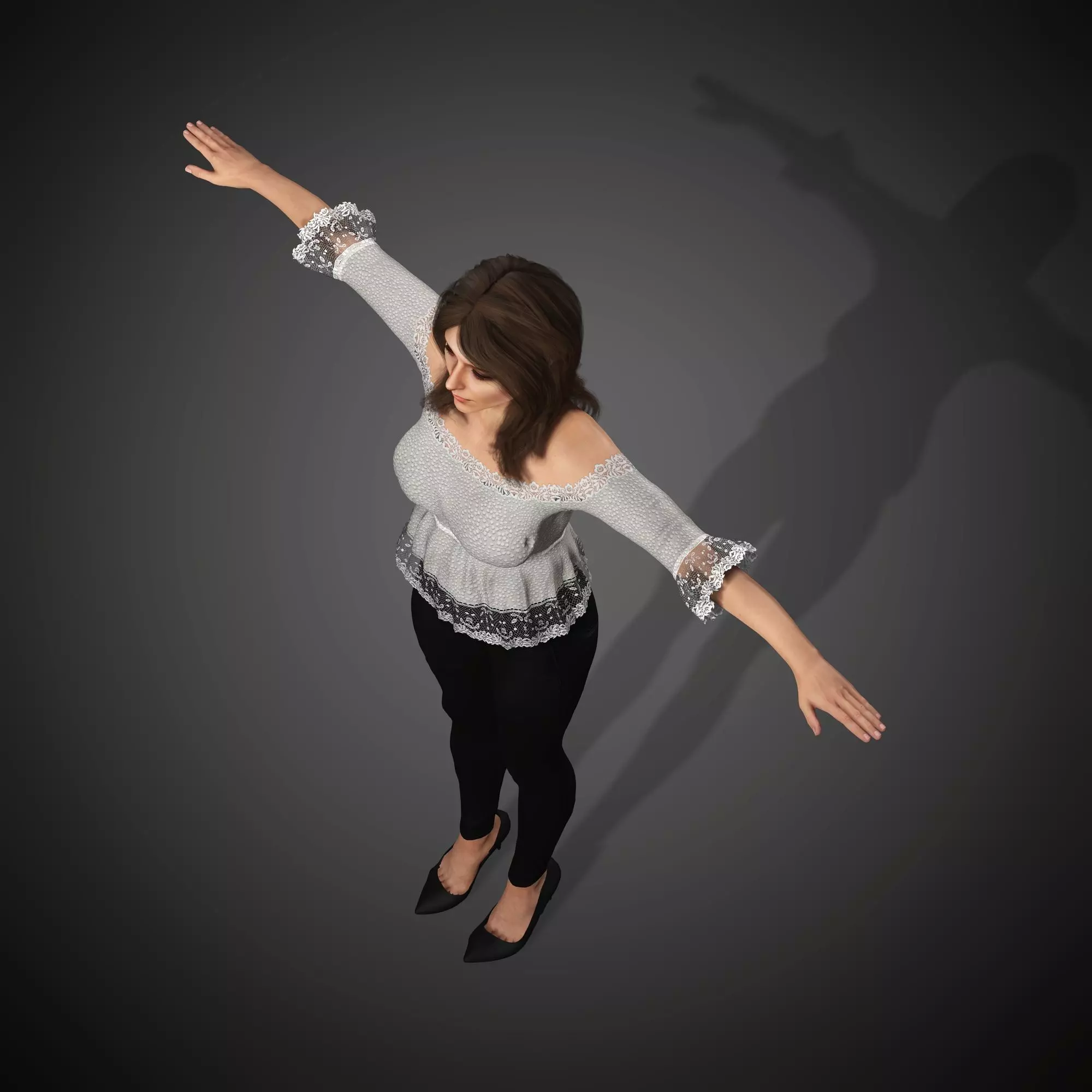 Fashionable Female Character Low-poly 3D model_8