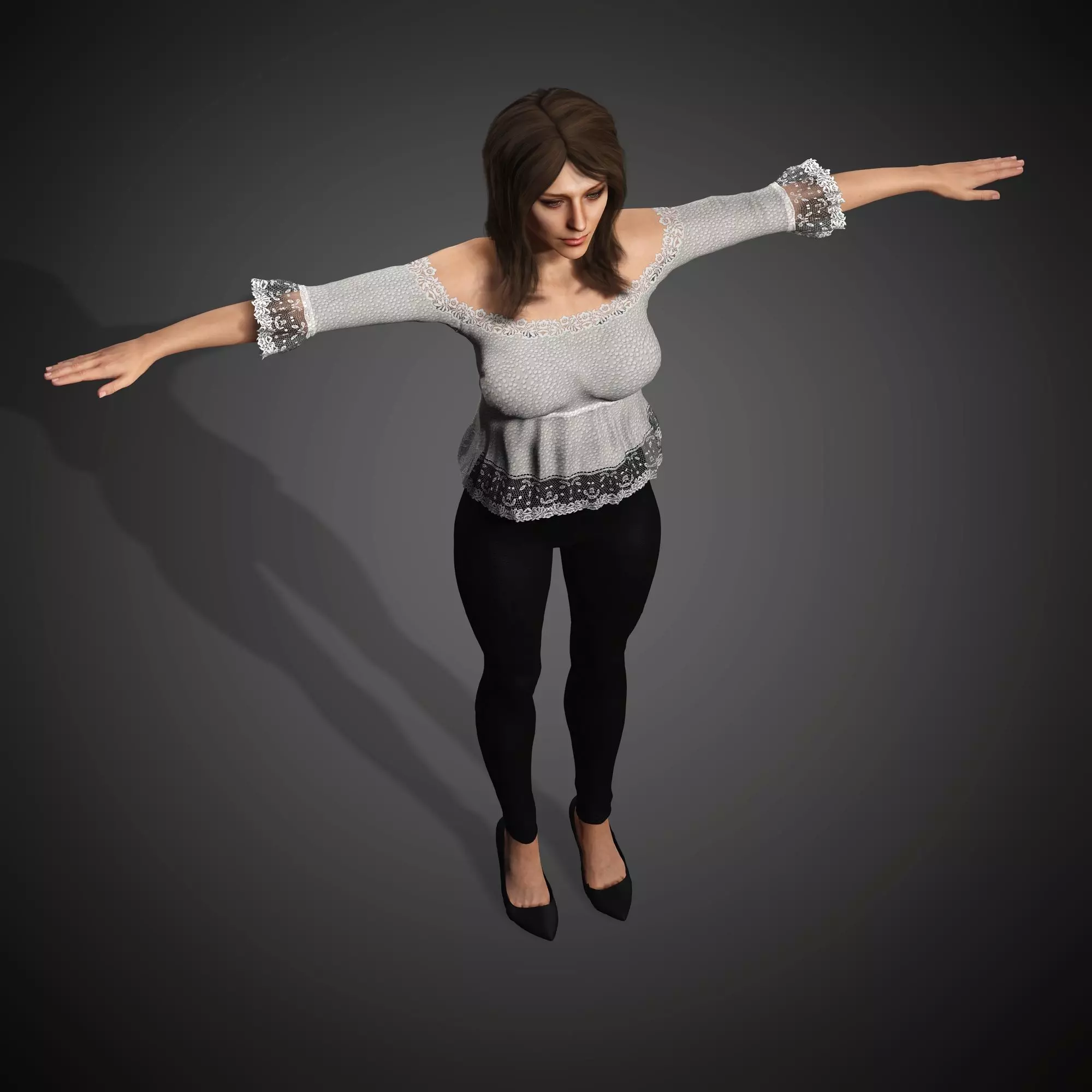 Fashionable Female Character Low-poly 3D model_7