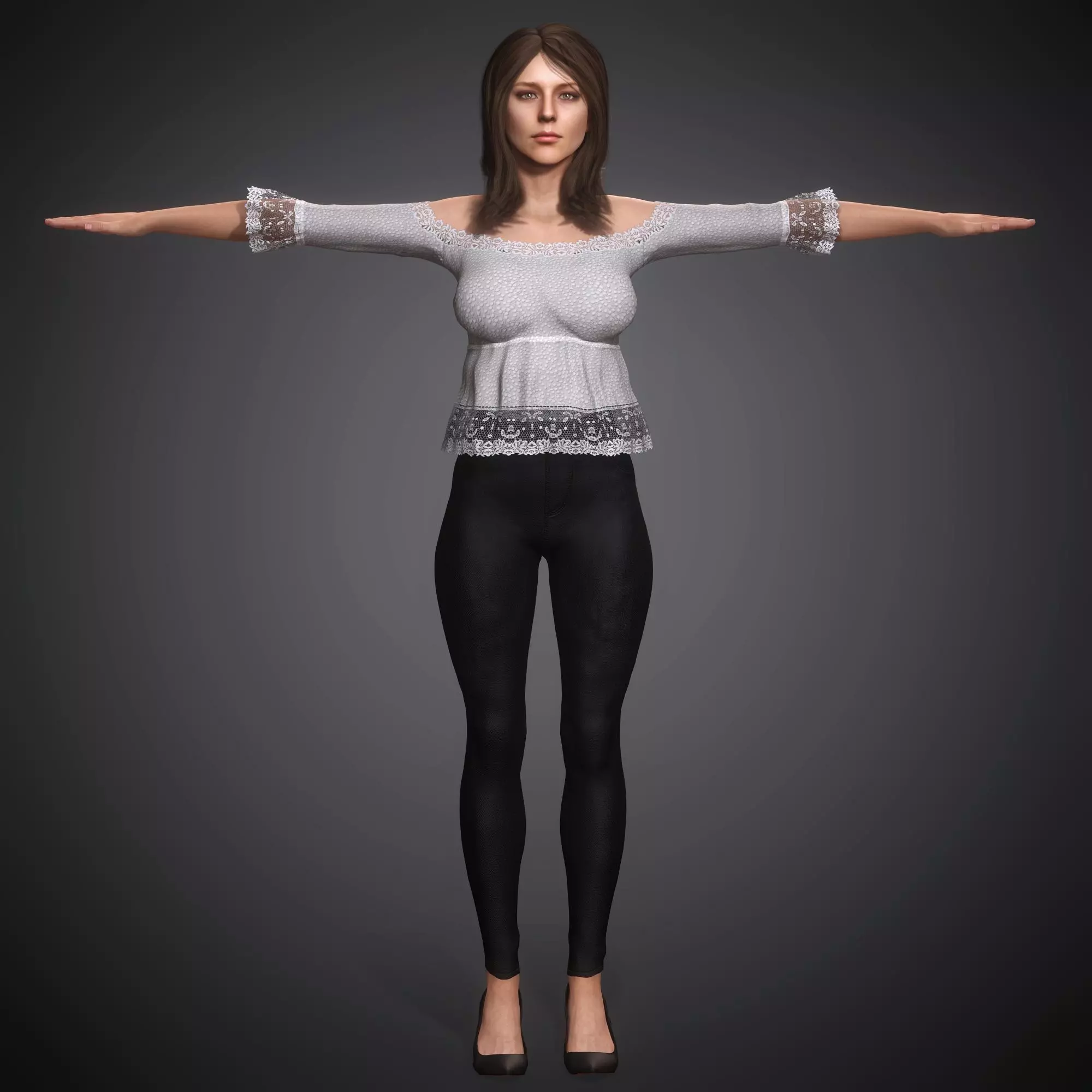Fashionable Female Character Low-poly 3D model_15