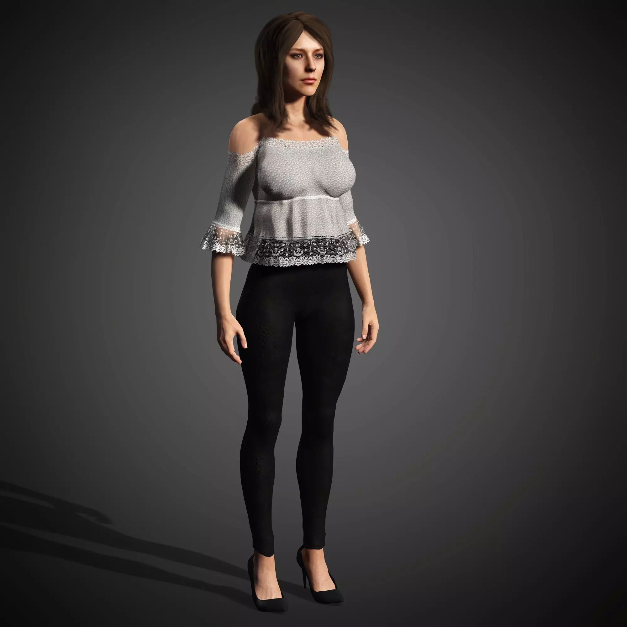Fashionable Female Character Low-poly 3D model_14