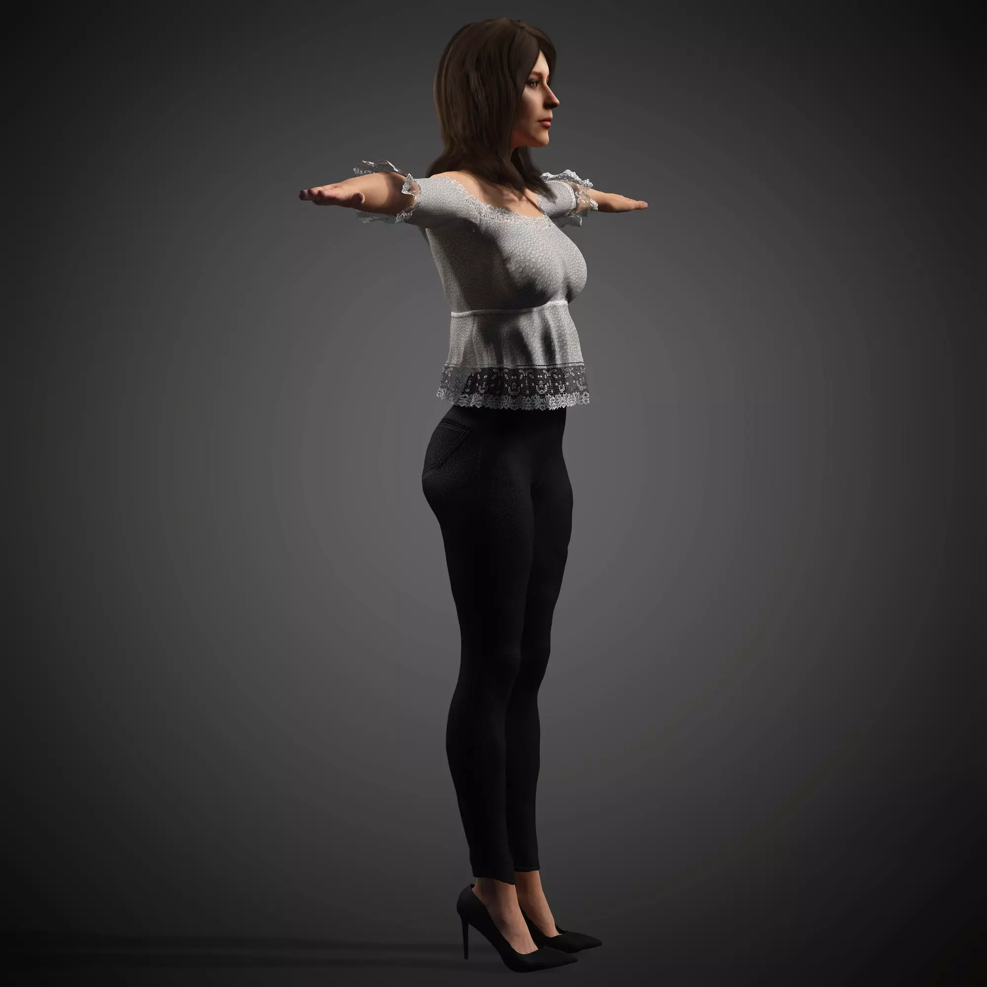 Fashionable Female Character Low-poly 3D model_5
