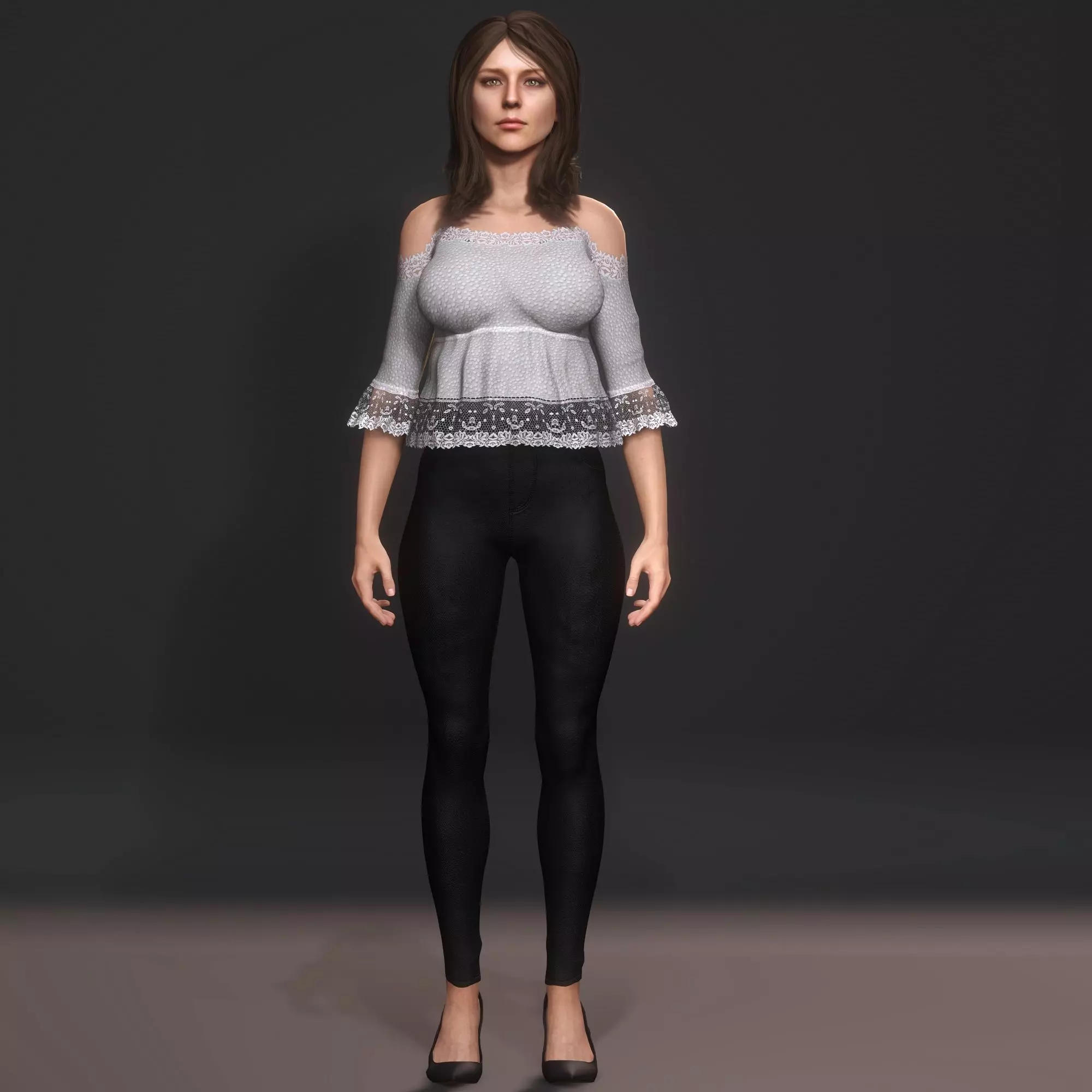 Fashionable Female Character Low-poly 3D model_9