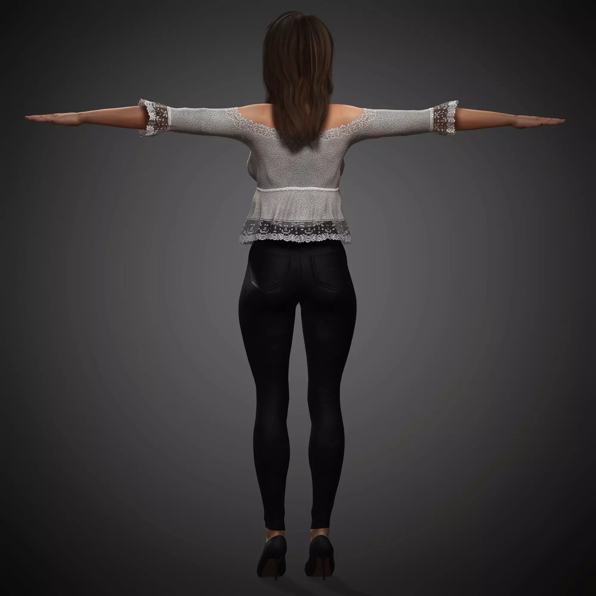 Fashionable Female Character Low-poly 3D model_4