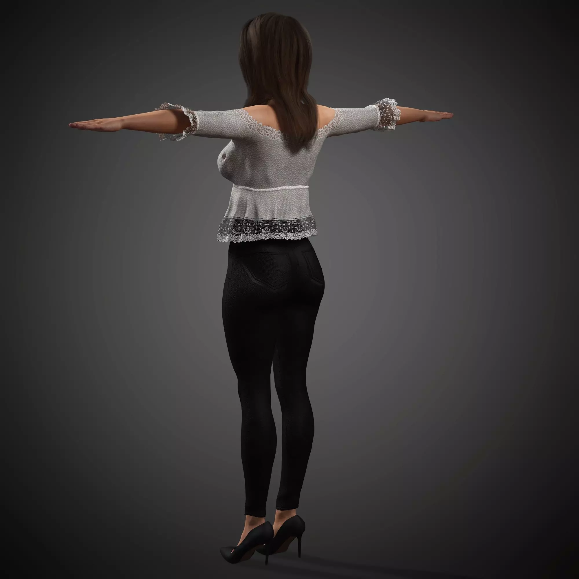 Fashionable Female Character Low-poly 3D model_3