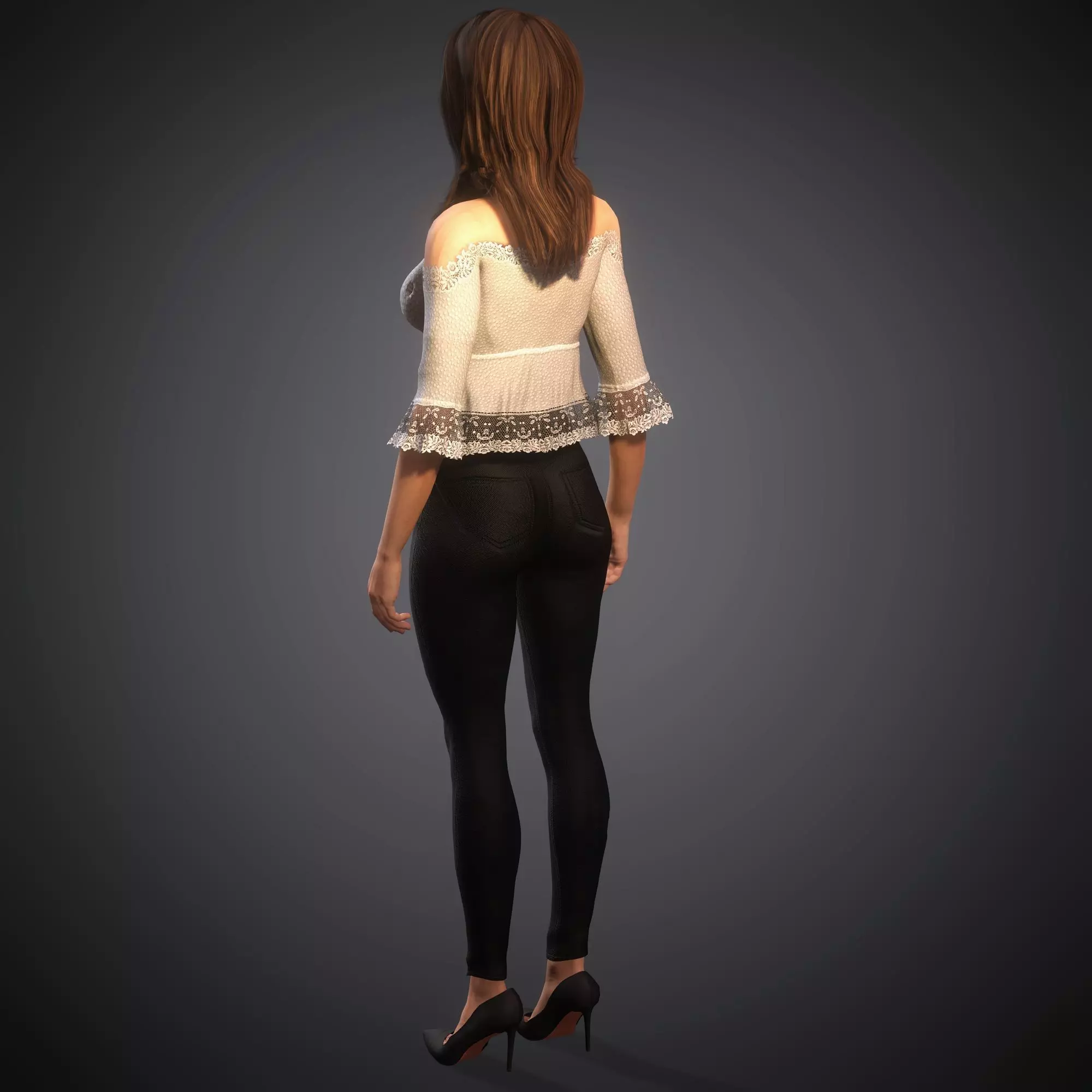 Fashionable Female Character Low-poly 3D model_11