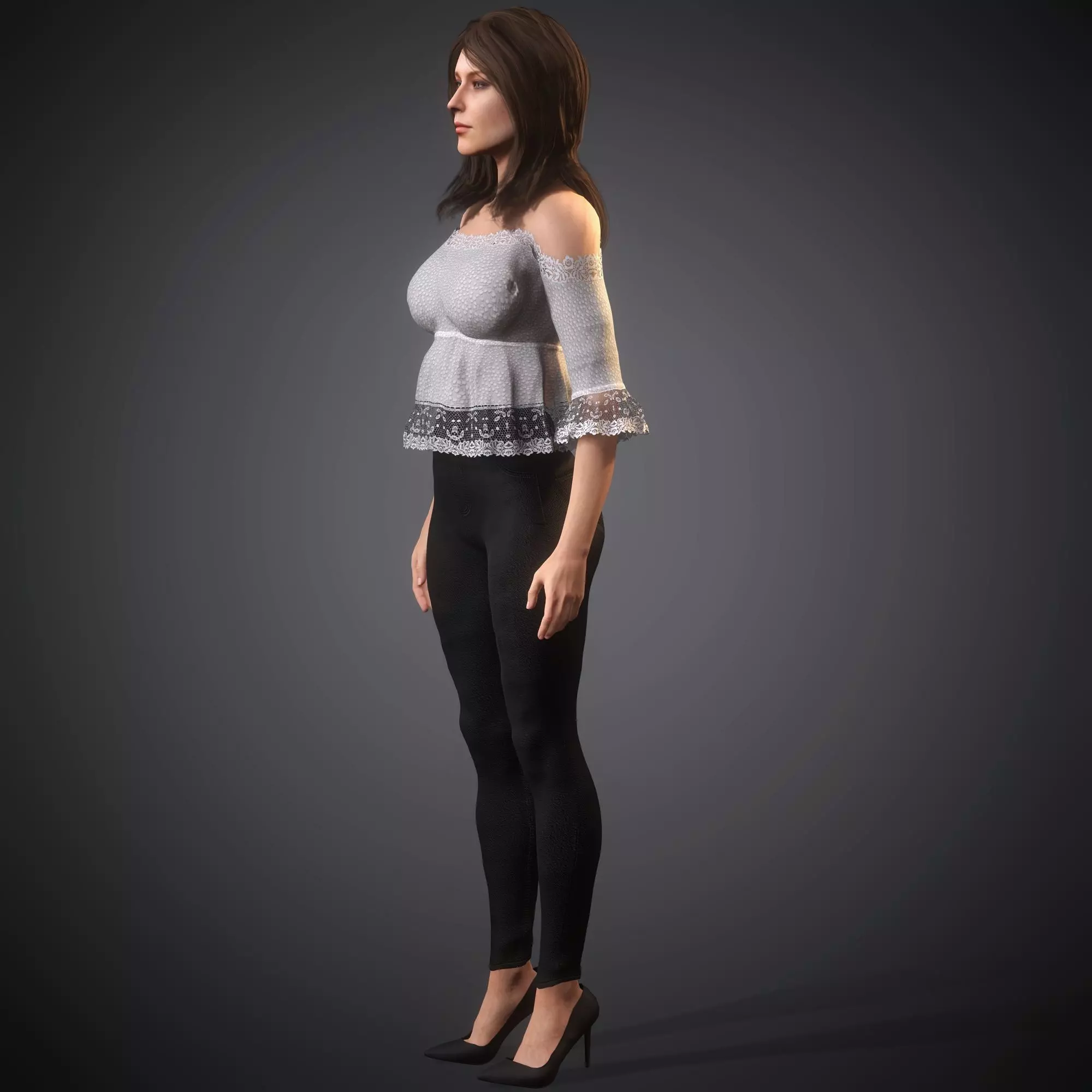 Fashionable Female Character Low-poly 3D model_10