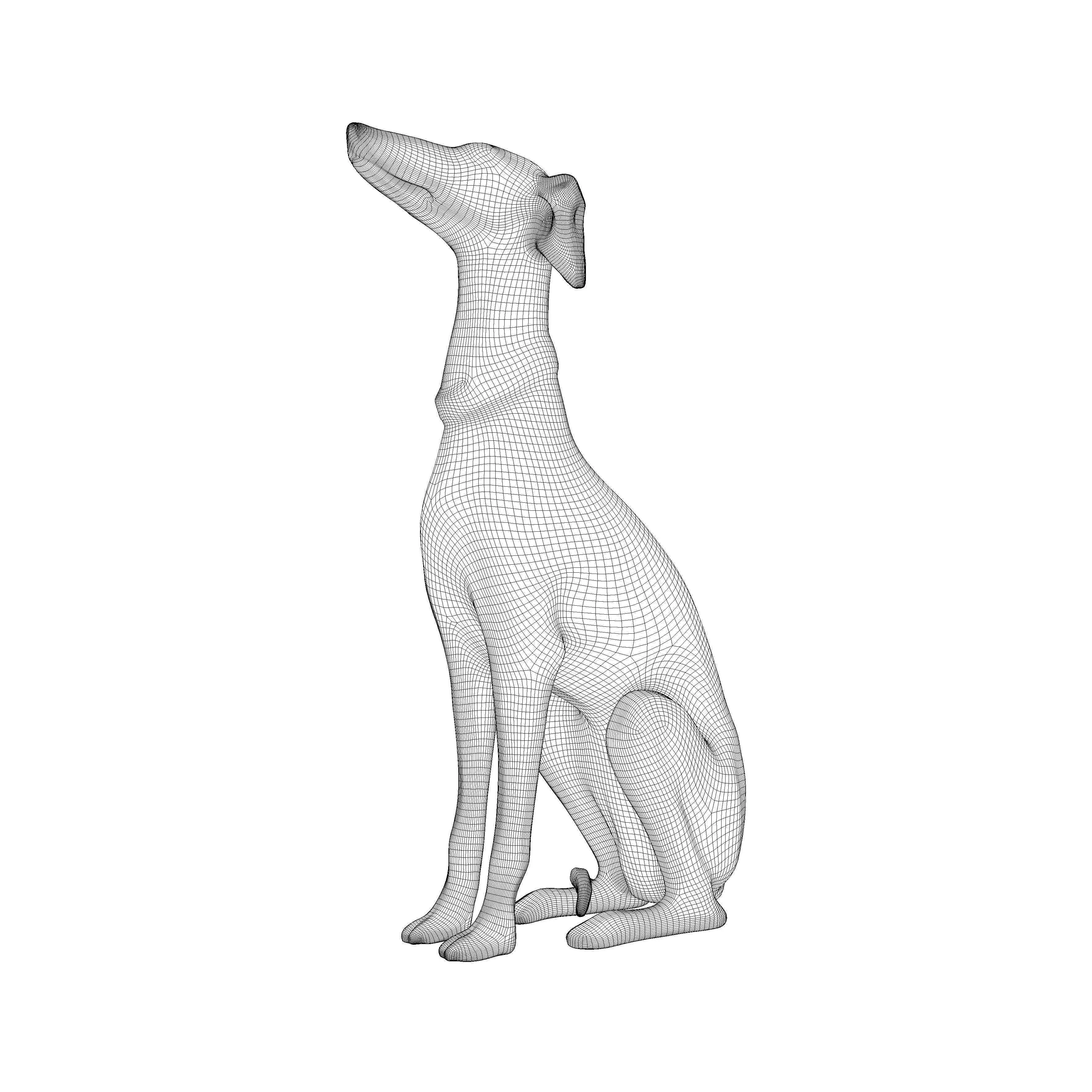 Realistic Greyhound Sculpture 3D Model Statue 3D model_16