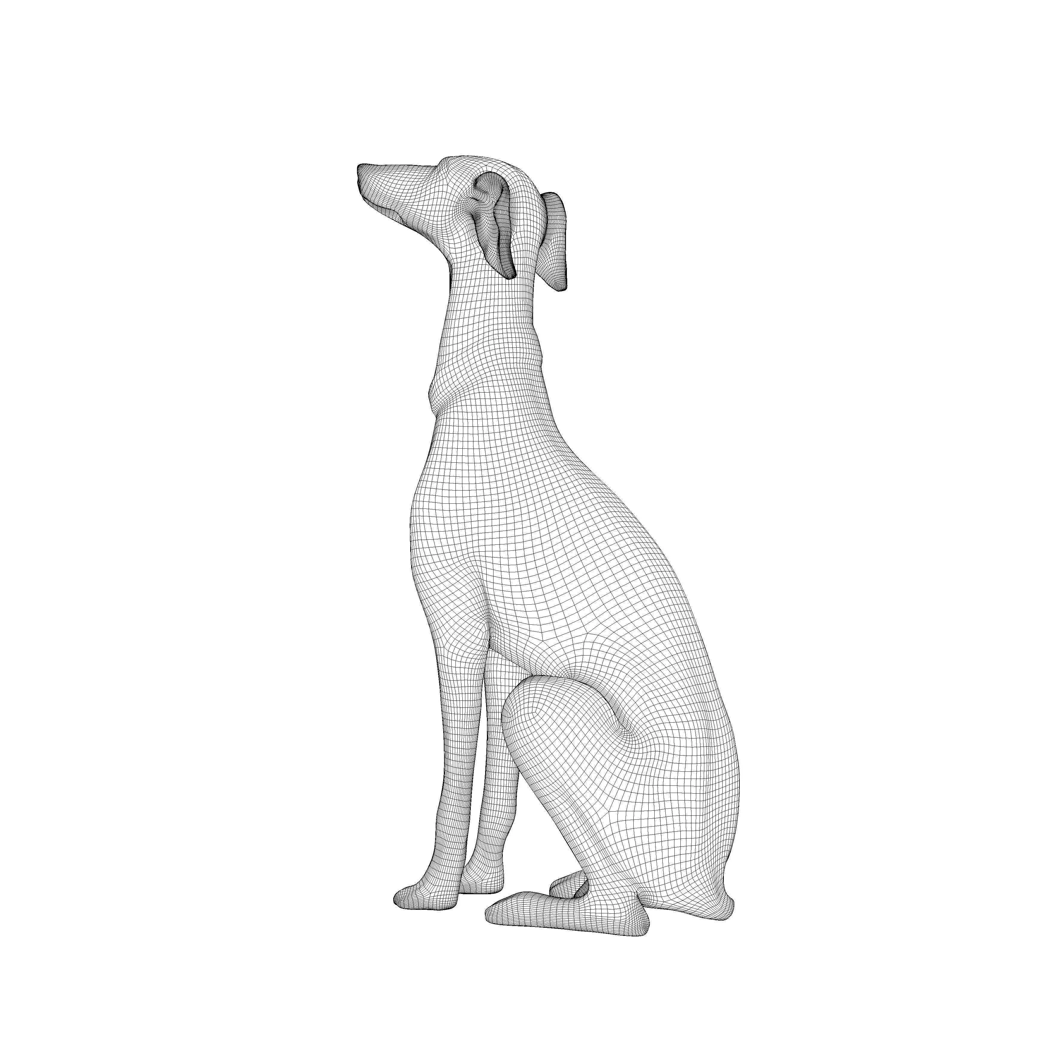 Realistic Greyhound Sculpture 3D Model Statue 3D model_15