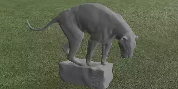 Realistic Panther Statue 3D Model Detailed Predator Sculpture