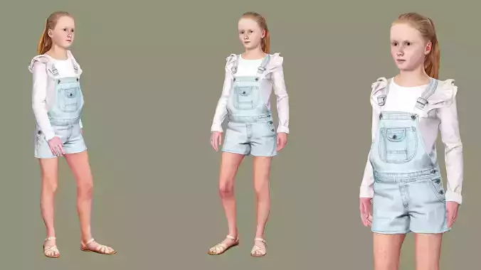 Realistic Rigged Kids Character AC Game Ready 3D Model