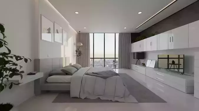 Serenity Morning  Minimalist Bedroom Interior