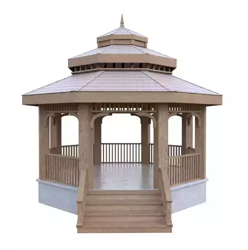 Wooden Garden Gazebo Low Poly PBR 3D Model