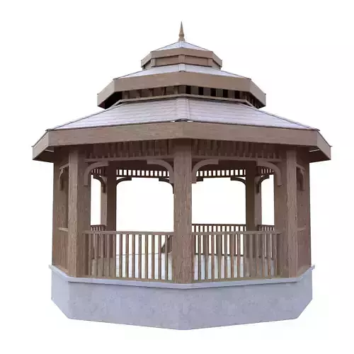 Wooden Garden Gazebo Low Poly PBR 3D Model Low-poly 3D model 6