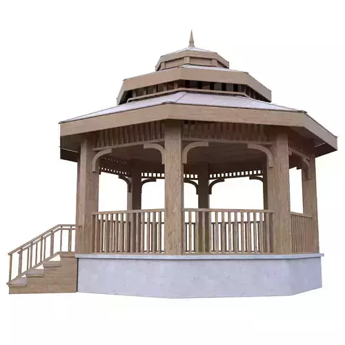Wooden Garden Gazebo Low Poly PBR 3D Model Low-poly 3D model 5