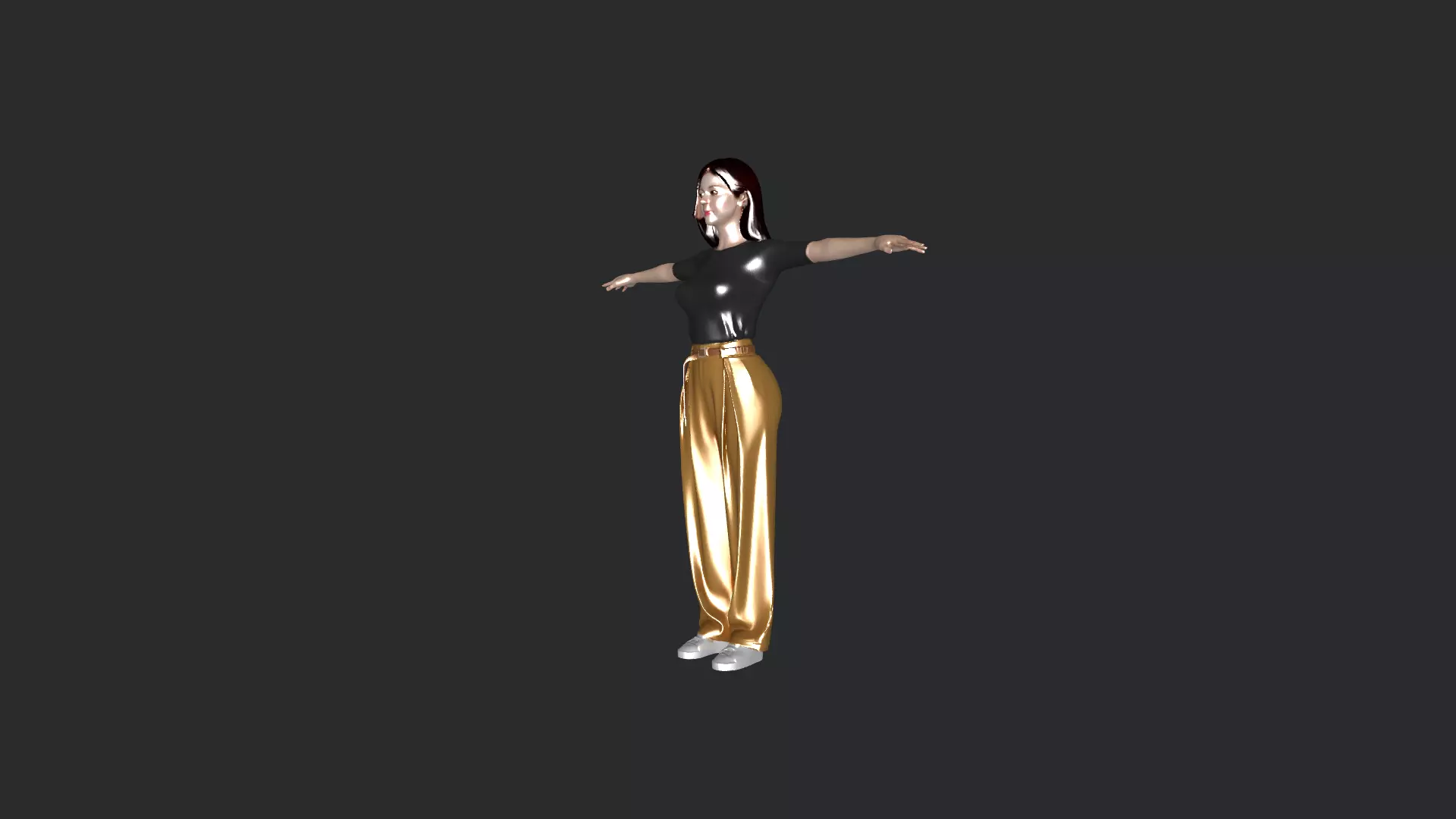 Casual Female Character Game Ready 3D Model PBR Low-poly 3D model_7