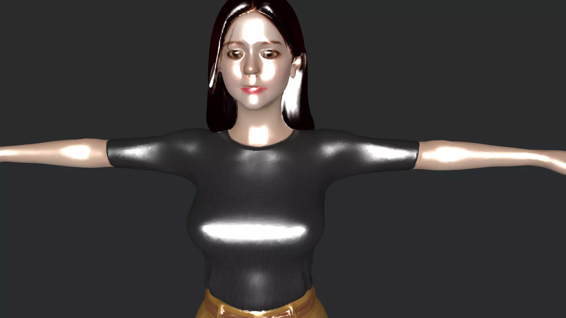 Casual Female Character Game Ready 3D Model PBR Low-poly 3D model_16