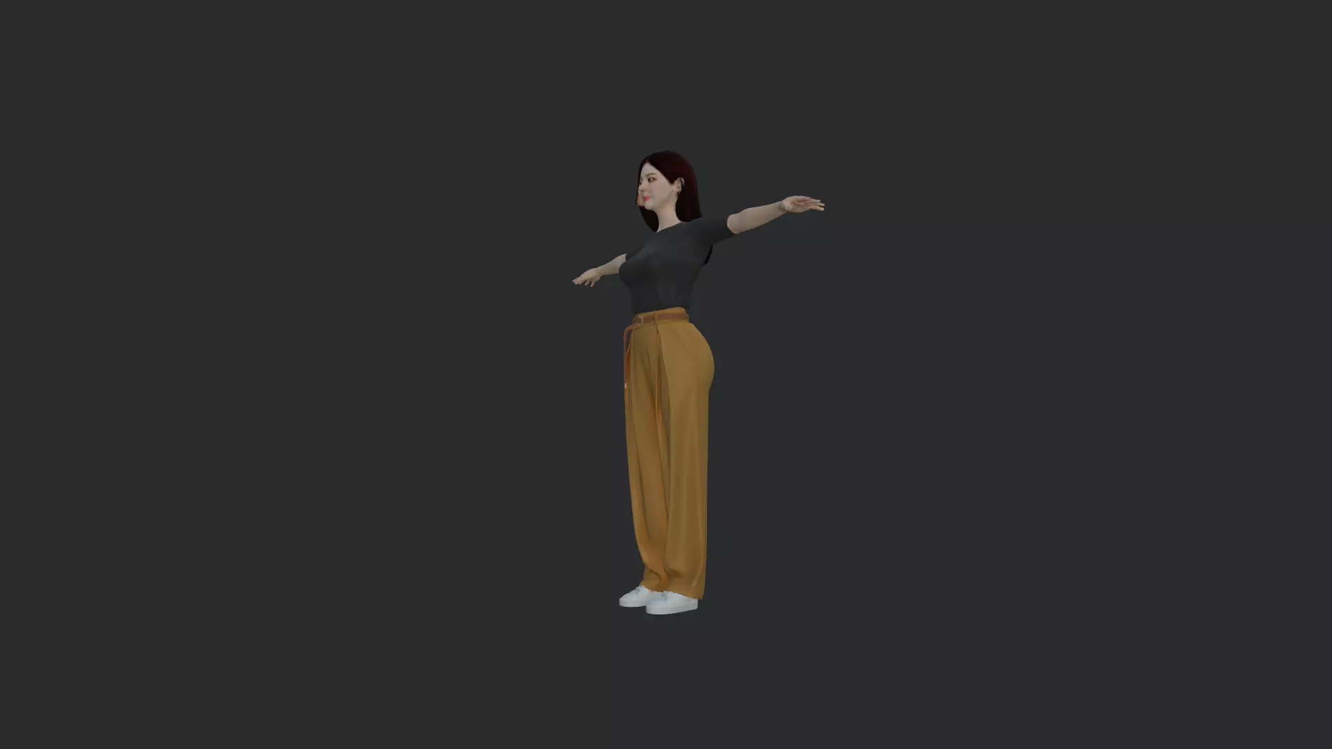 Casual Female Character Game Ready 3D Model PBR Low-poly 3D model_6