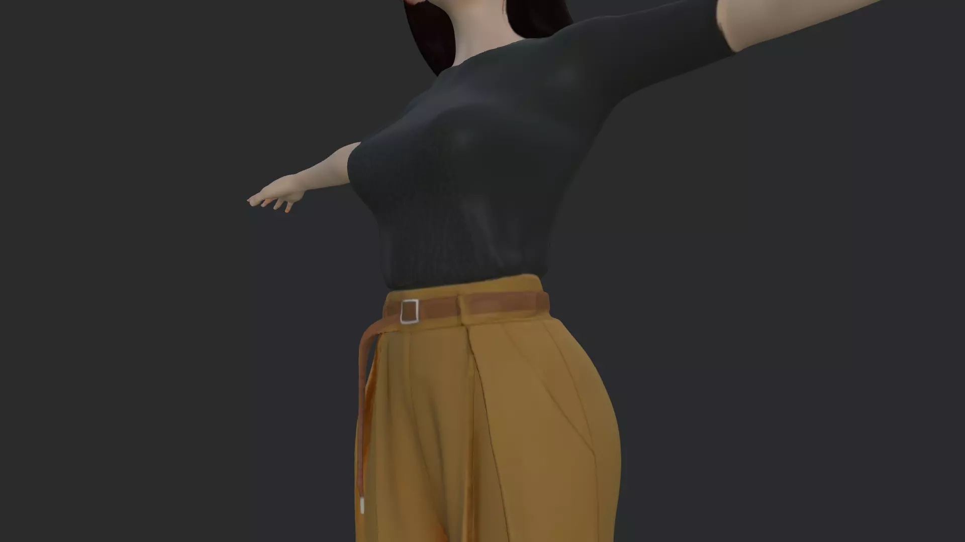 Casual Female Character Game Ready 3D Model PBR Low-poly 3D model_13