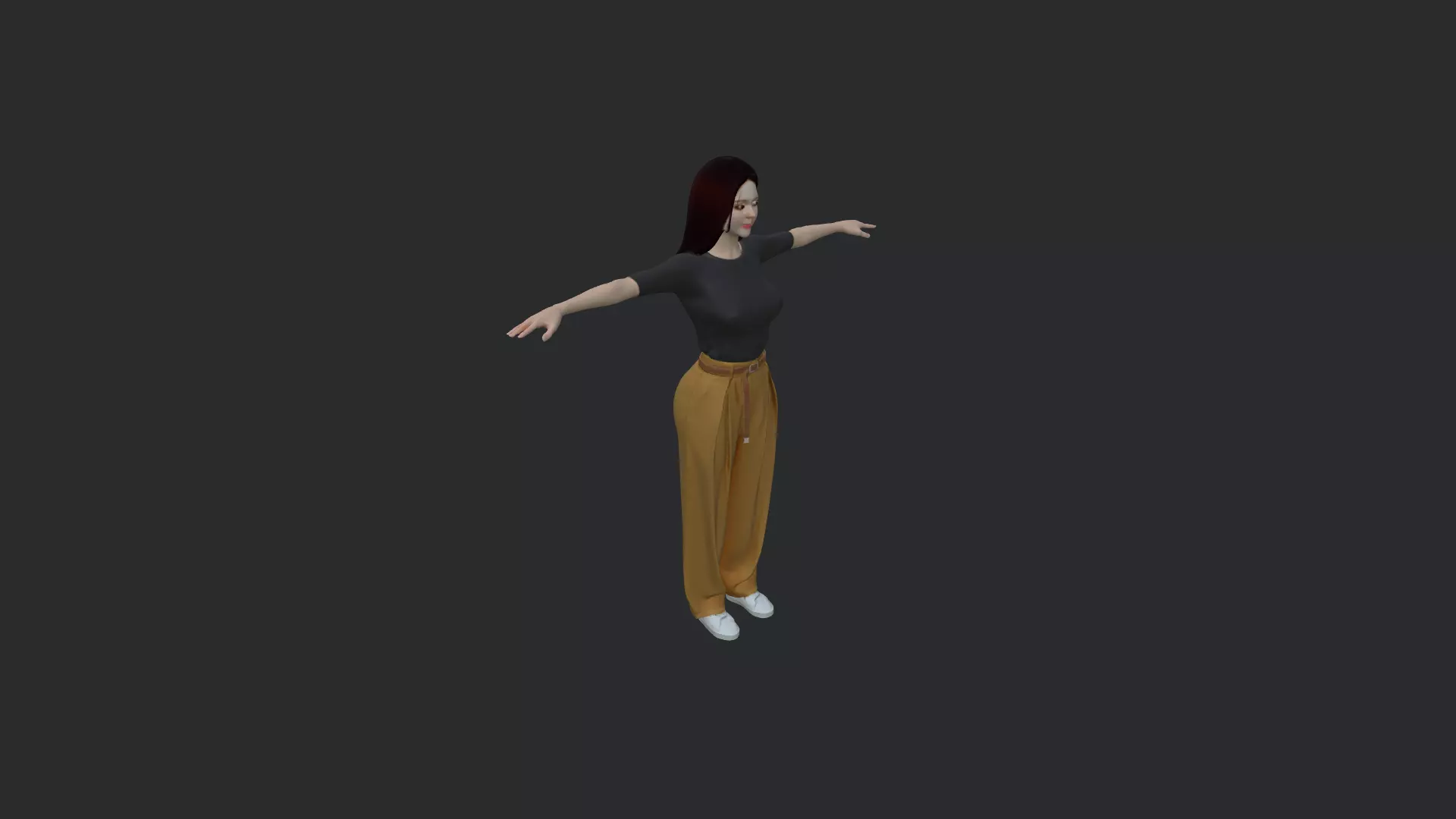 Casual Female Character Game Ready 3D Model PBR Low-poly 3D model_12