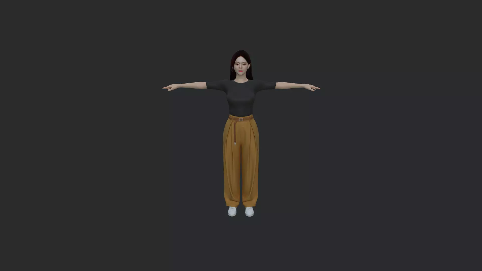 Casual Female Character Game Ready 3D Model PBR Low-poly 3D model_28