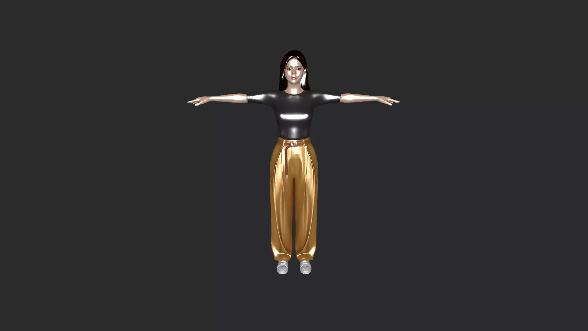 Casual Female Character Game Ready 3D Model PBR Low-poly 3D model_1