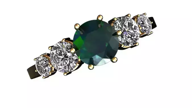 Aria Ring  Emerald Center with Diamond Accents