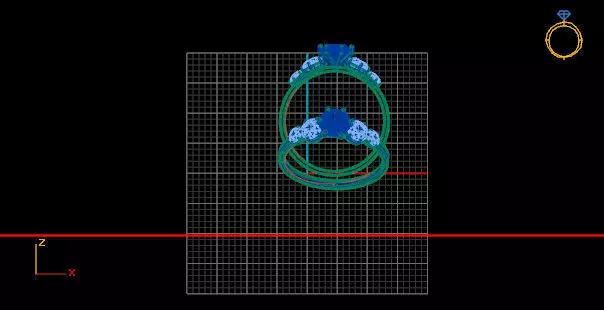 Aria Ring  Emerald Center with Diamond Accents 3D model_6